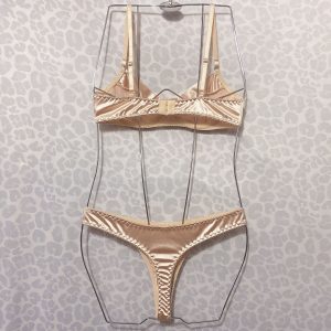Satin Underwire Lingerie Set – Champagne back