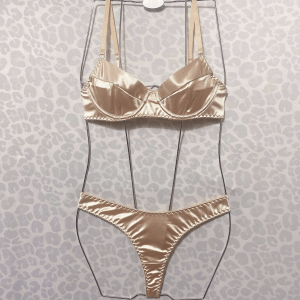 Satin Underwire Lingerie Set – Champagne detail