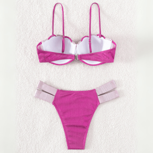 Women's Shell Cup Push-Up Bikini Set – Shimmer Pink back