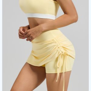Женская спортивная юбка-шорты с завязками, высокая талия, для фитнеса, йоги и активного отдыха