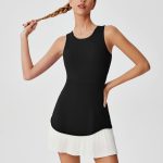 Женское спортивное платье для тенниса и фитнеса, с плиссированной юбкой, эластичное, стильное и удобное